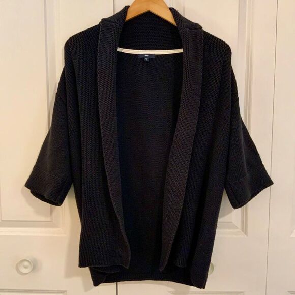 Gap Navy Blue Knit Open Cotton Blend Cardigan Elbow Sleeve Small - Picture 1 of 10